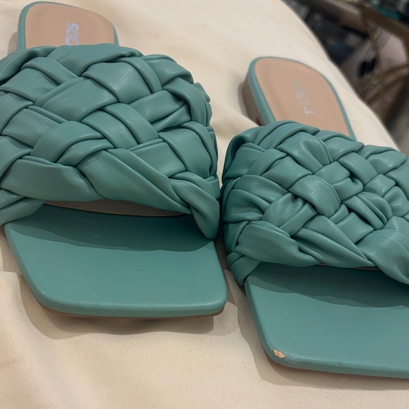 Soda Women's Teal Braided Slide Sandals - Picture 3 of 11